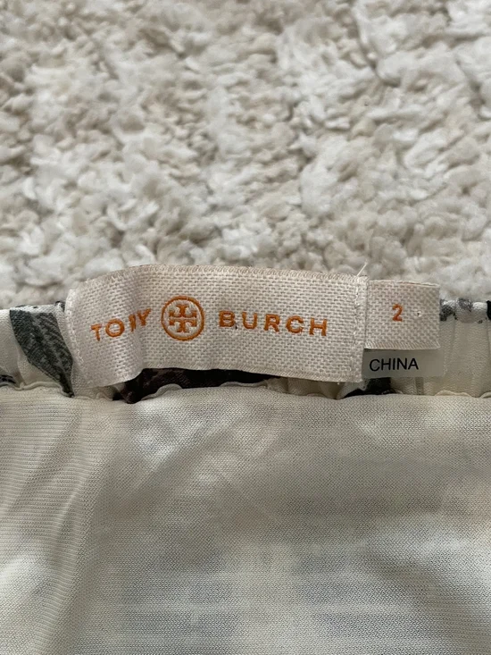Tory Burch White Floral Tiered Pleated Midi Skirt Size 2 - Picture 14 of 14